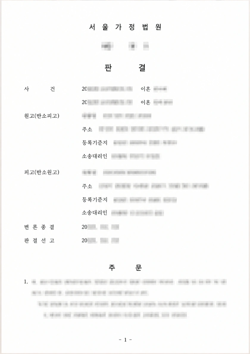 세부 내용이 흐림 처리된 판결문 1 시안